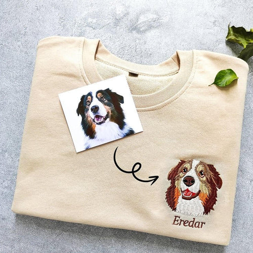 Sweat « Maman de chien » avec portrait brodé