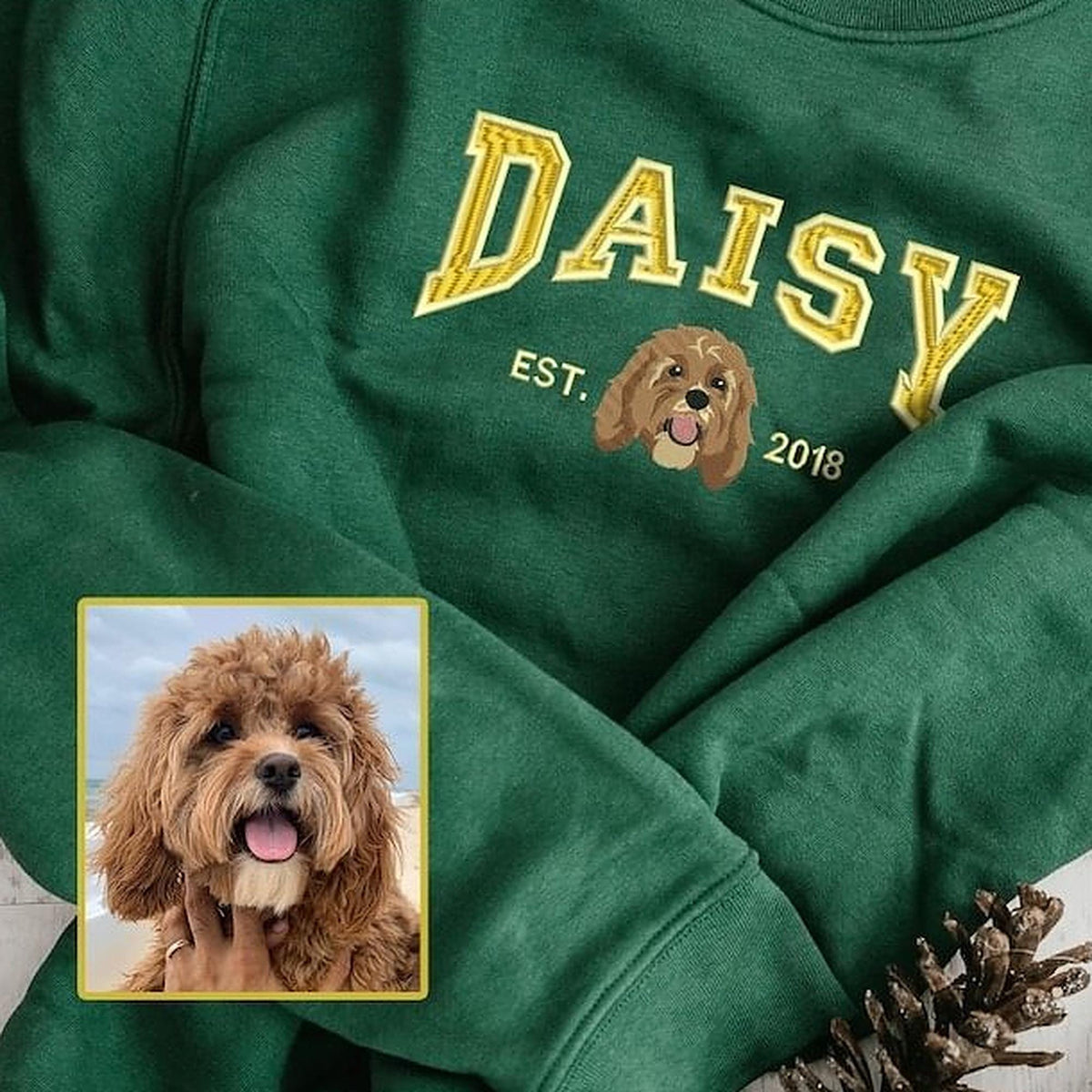 Sweat « Maman de chien » avec portrait brodé
