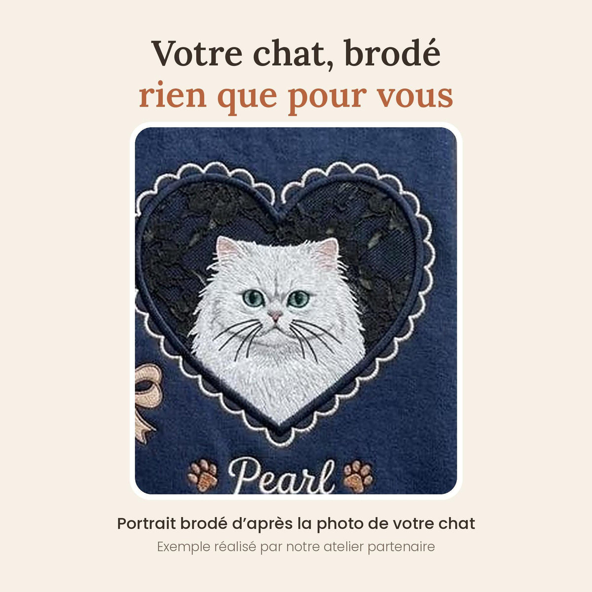 Sweat brodé au portrait de votre chat